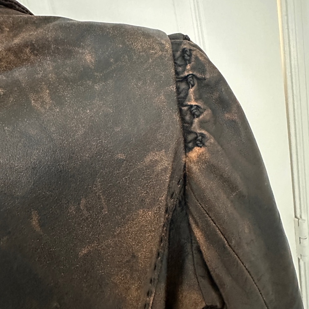 Roberta Scarpa Genuine Lamb Leather Vintage-Inspired Brown Jacket - Picture 3 of 11